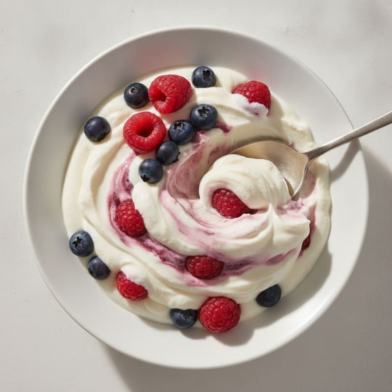 Greek Yogurt and Vanilla Protein Powder Parfait with Berries