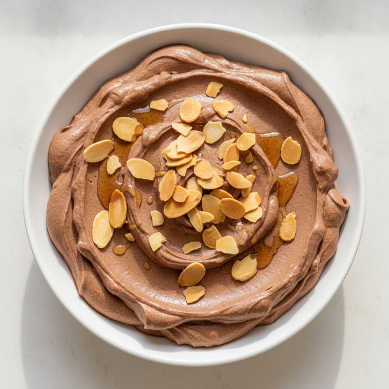 Chocolate Protein Mousse with Toasted Almonds