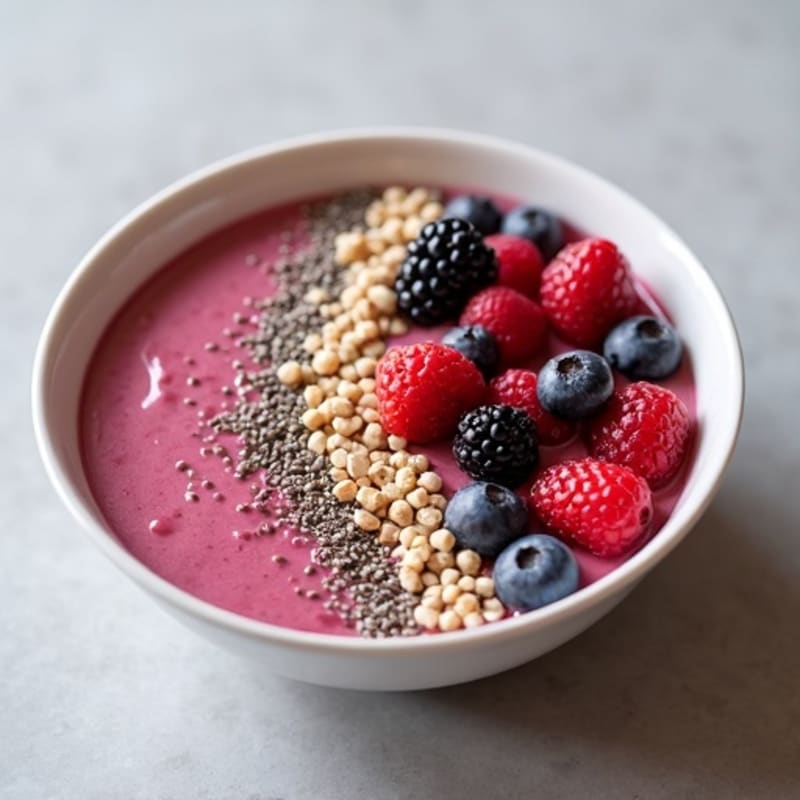 Silky Tofu Protein Smoothie Bowl with Chia and Berries