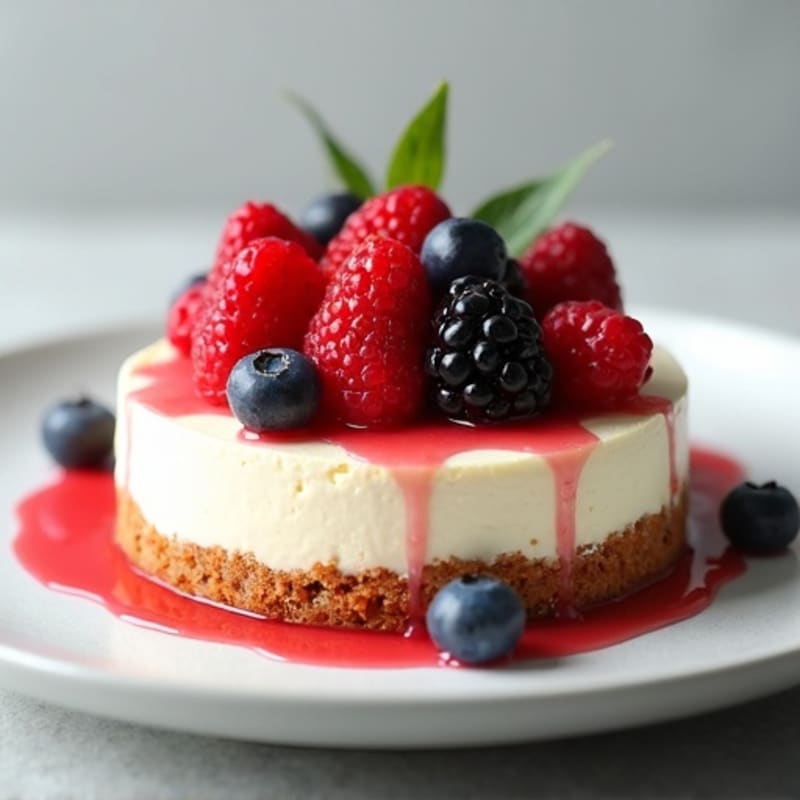Greek Yogurt Protein Cheesecake with Mixed Berries