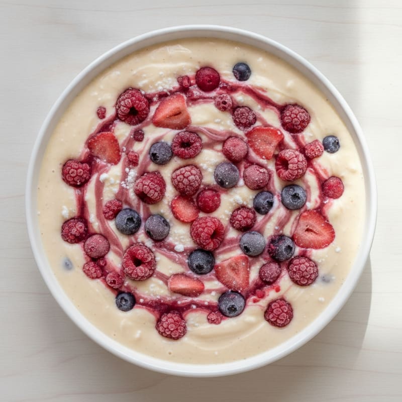 Vanilla Protein Shake with Greek Yogurt and Mixed Berries