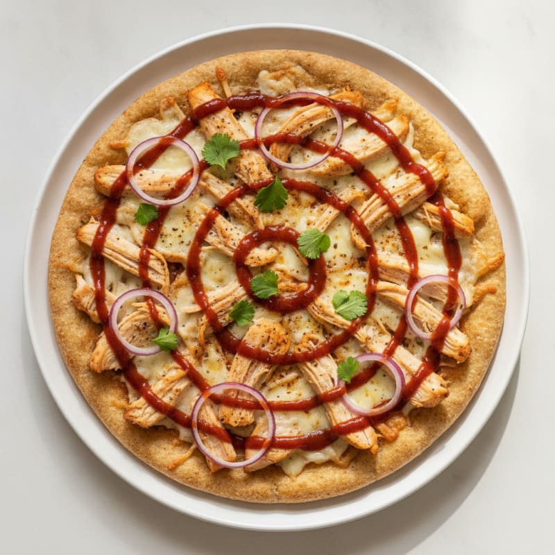 High-Protein BBQ Chicken Pizza with Red Onion
