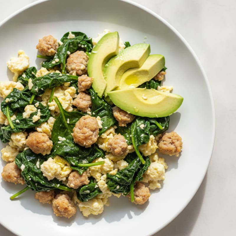 Egg White Scramble with Spinach and Turkey Sausage