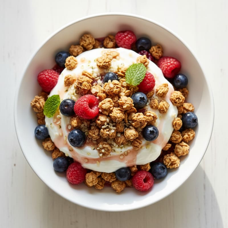 Creamy Greek Yogurt Parfait with Protein Granola and Berries