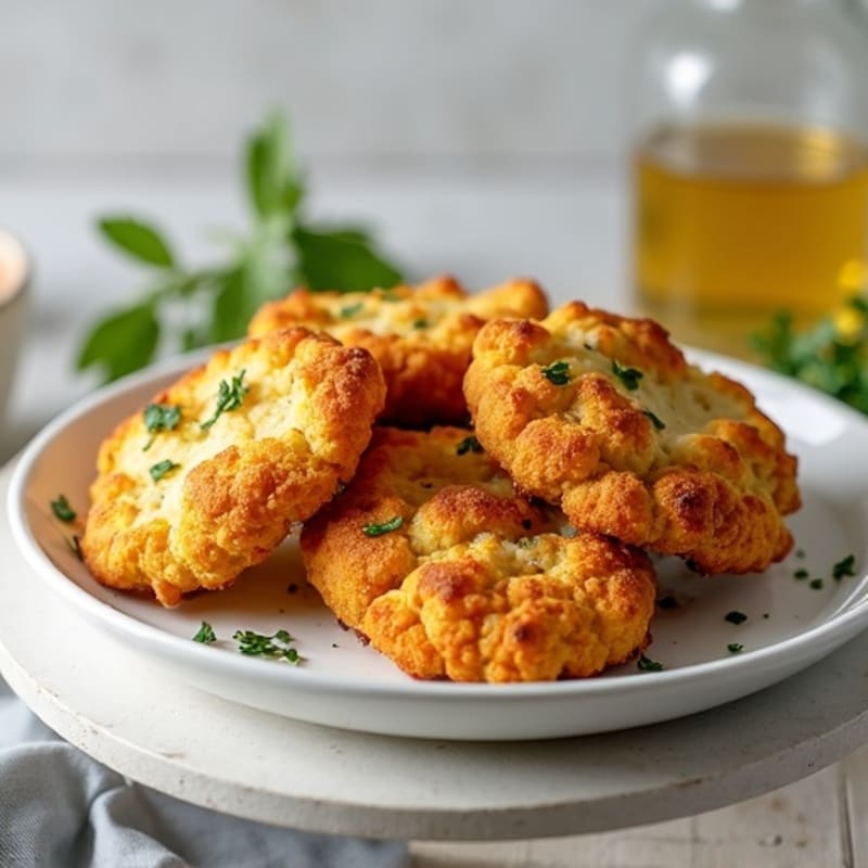 Crispy Air-Fried Chicken with Herb-Roasted Cauliflower Biscuits