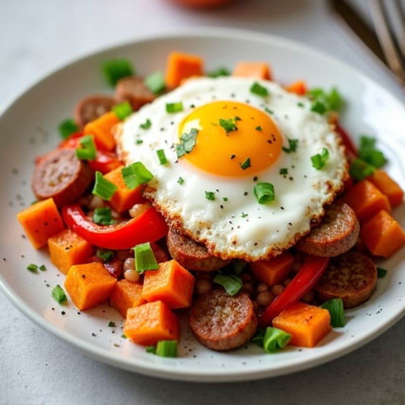 Protein-Packed Sweet Potato Hash with Eggs