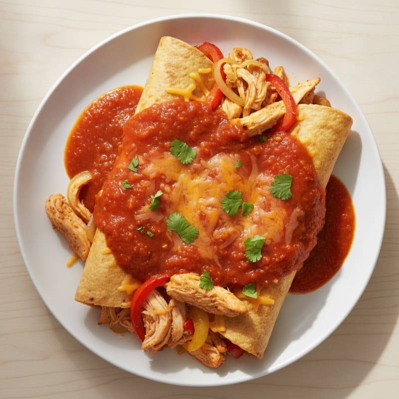 Chicken Enchiladas with Red Chili Sauce