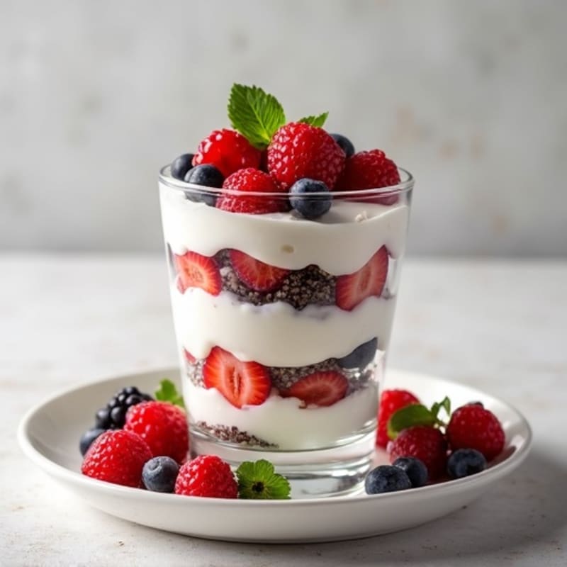 Vanilla Greek Yogurt Protein Parfait with Mixed Berries