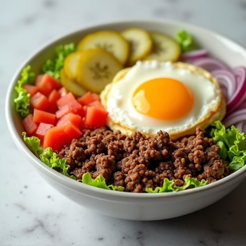Healthy Lean Ground Beef Big Mac Bowl