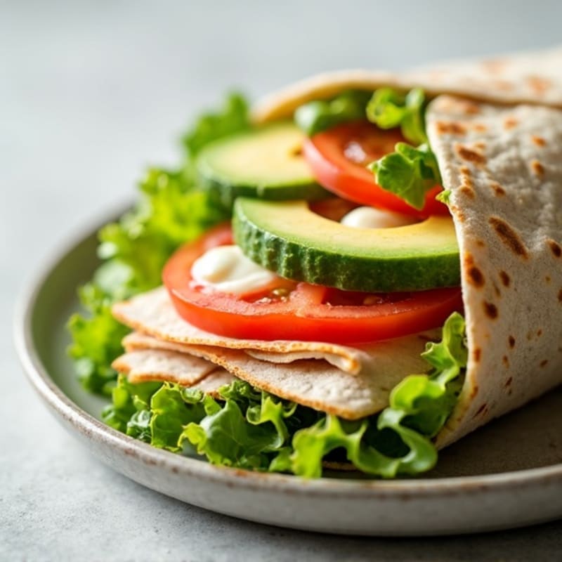 Fresh Turkey and Creamy Avocado Whole Wheat Wrap