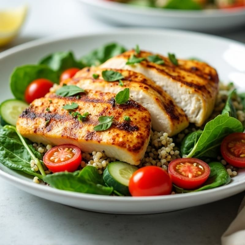 Grilled Chicken and Quinoa Salad with Fresh Spinach