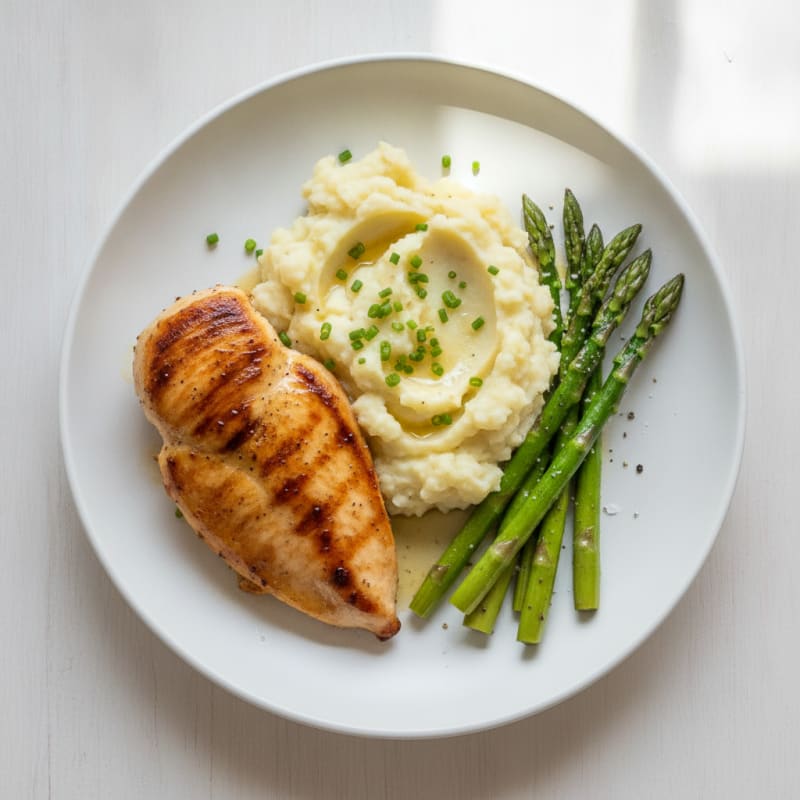 Garlic Mashed Potatoes with Pan-Seared Chicken
