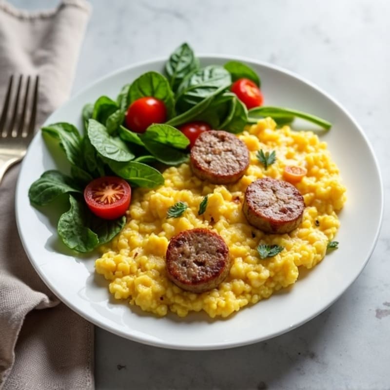 Egg White Scramble with Spinach and Turkey Sausage
