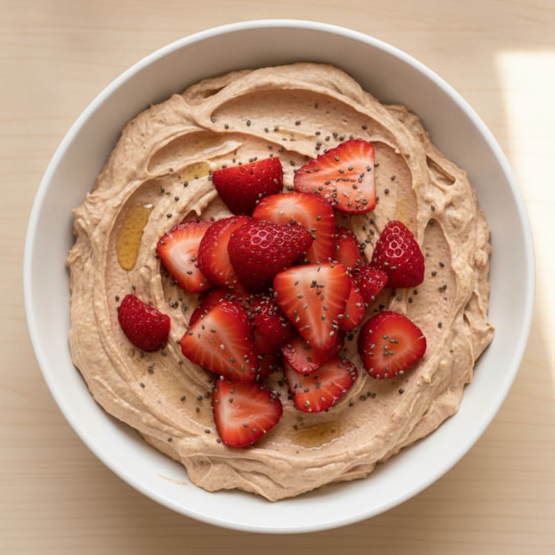 Cottage Cheese Protein Mousse with Sliced Strawberries