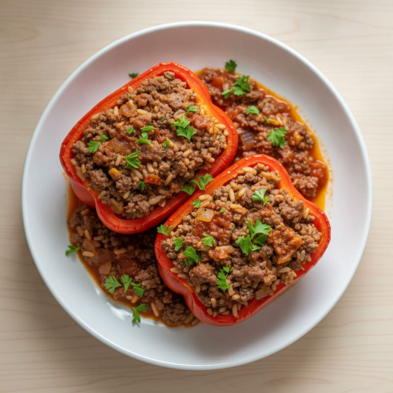 Beef and Rice Stuffed Bell Peppers
