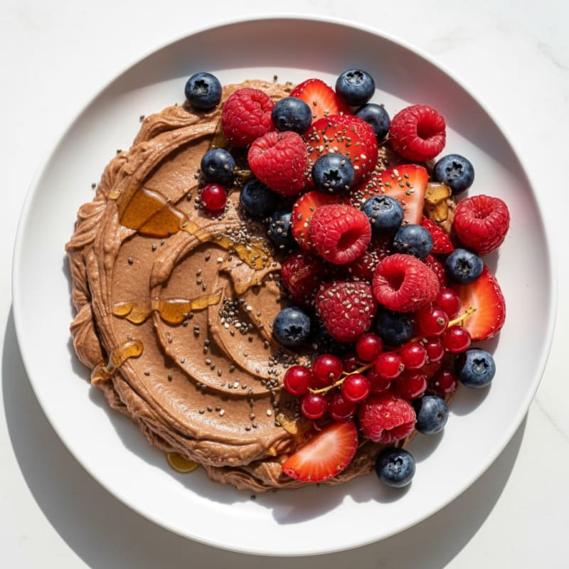 Silky Chocolate Protein Pudding with Mixed Berries