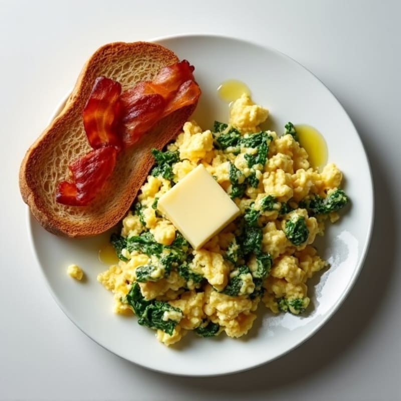 Egg White Spinach Scramble with Turkey Bacon