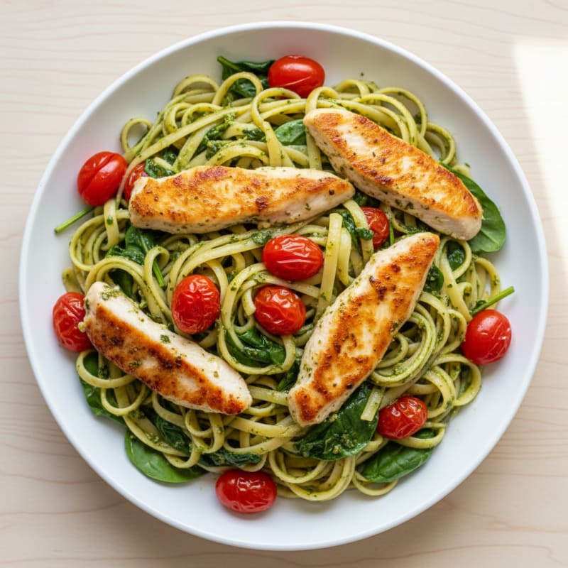 Creamy Pesto Chicken Linguine