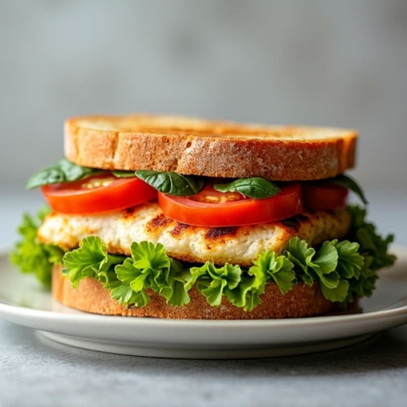 Grilled Chicken Pesto Sandwich on Toasted Whole Wheat