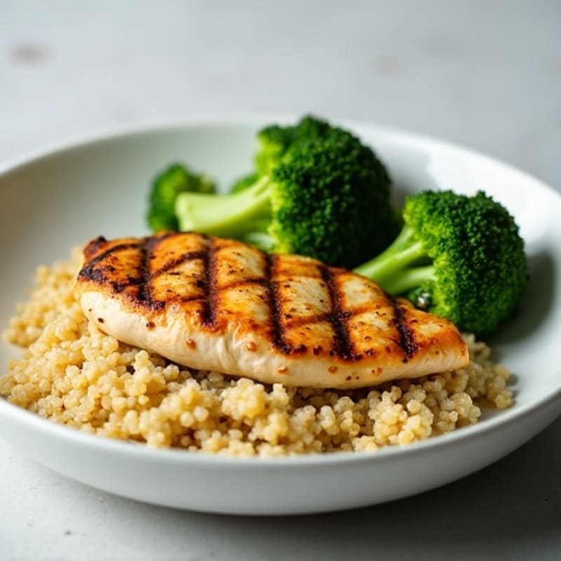 Grilled Chicken Breast with Quinoa and Steamed Broccoli