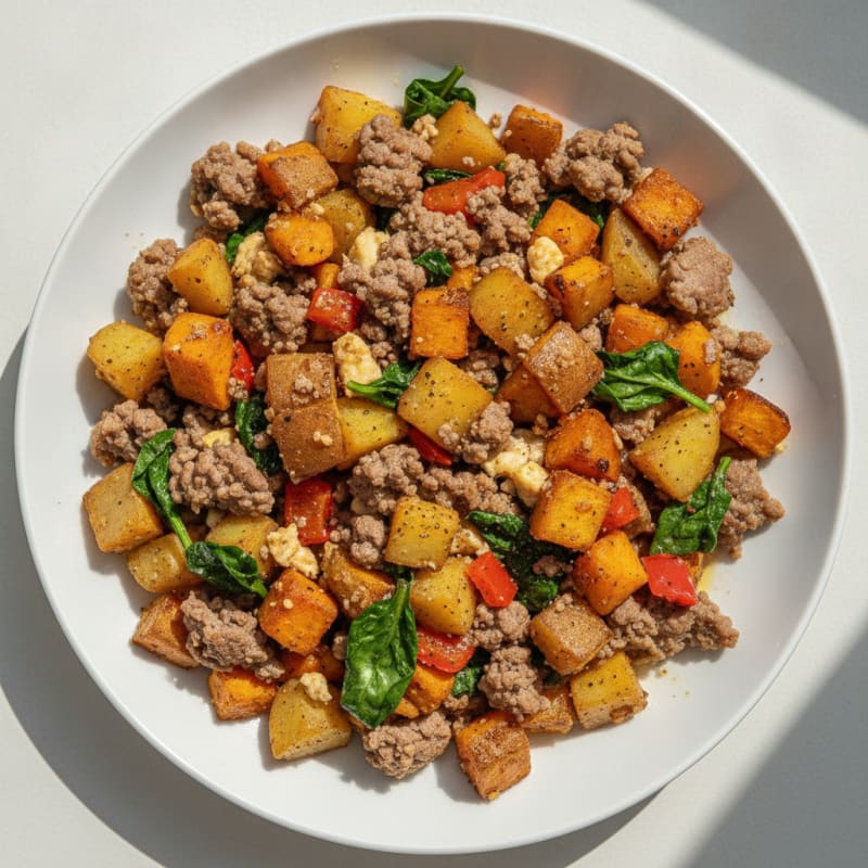 Ground Beef and Turkey Sweet Potato Hash