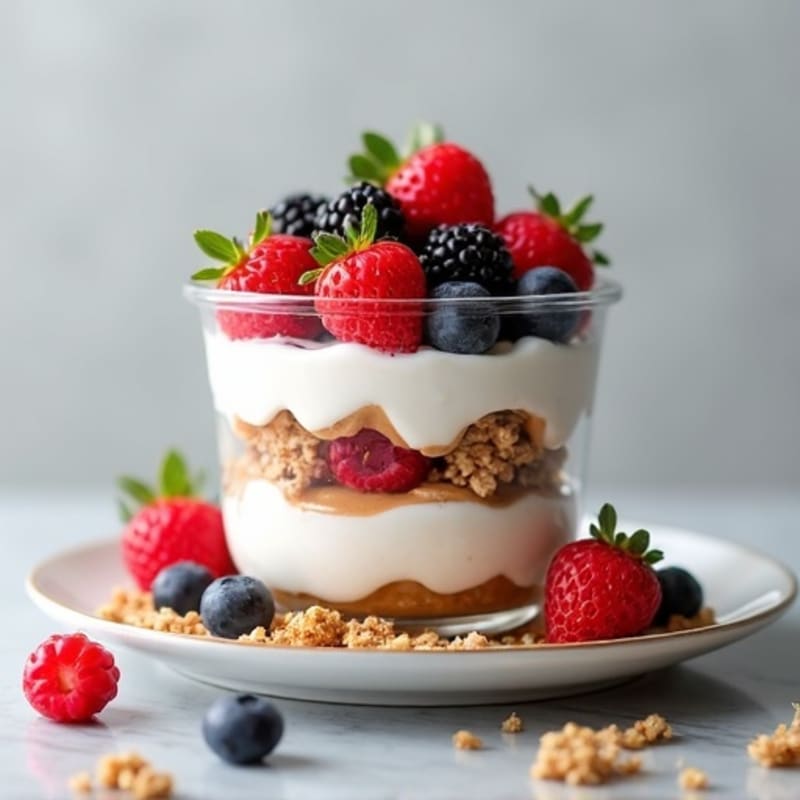Creamy Greek Yogurt Parfait with Mixed Berries and Almond Butter