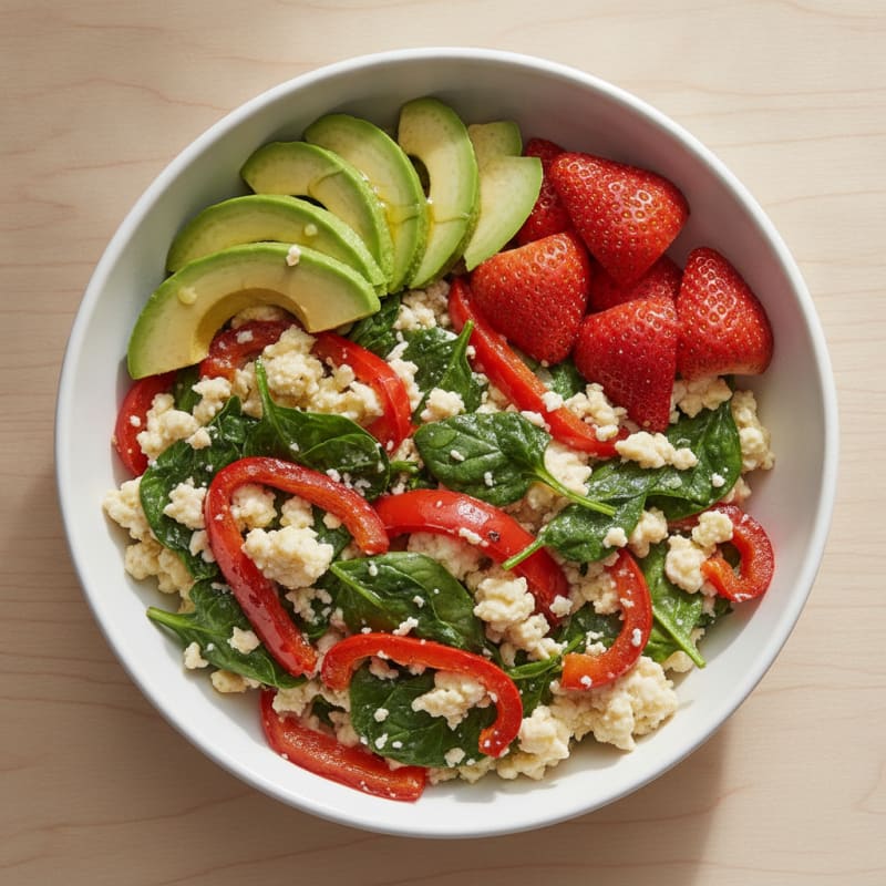 Egg White Scramble with Spinach and Roasted Red Peppers