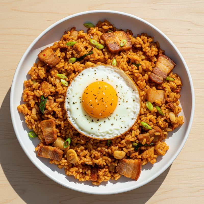 Crispy Pork Belly Kimchi Fried Rice