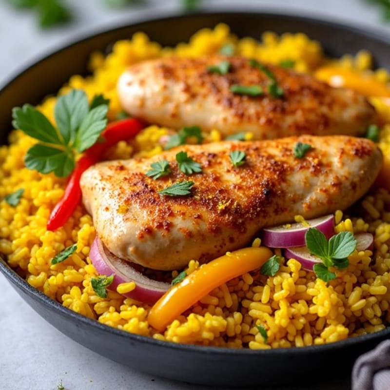 Saffron-Spiced Chicken and Yellow Rice Skillet