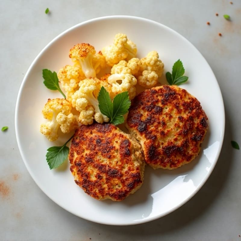 Seared Turkey Patties with Roasted Cauliflower