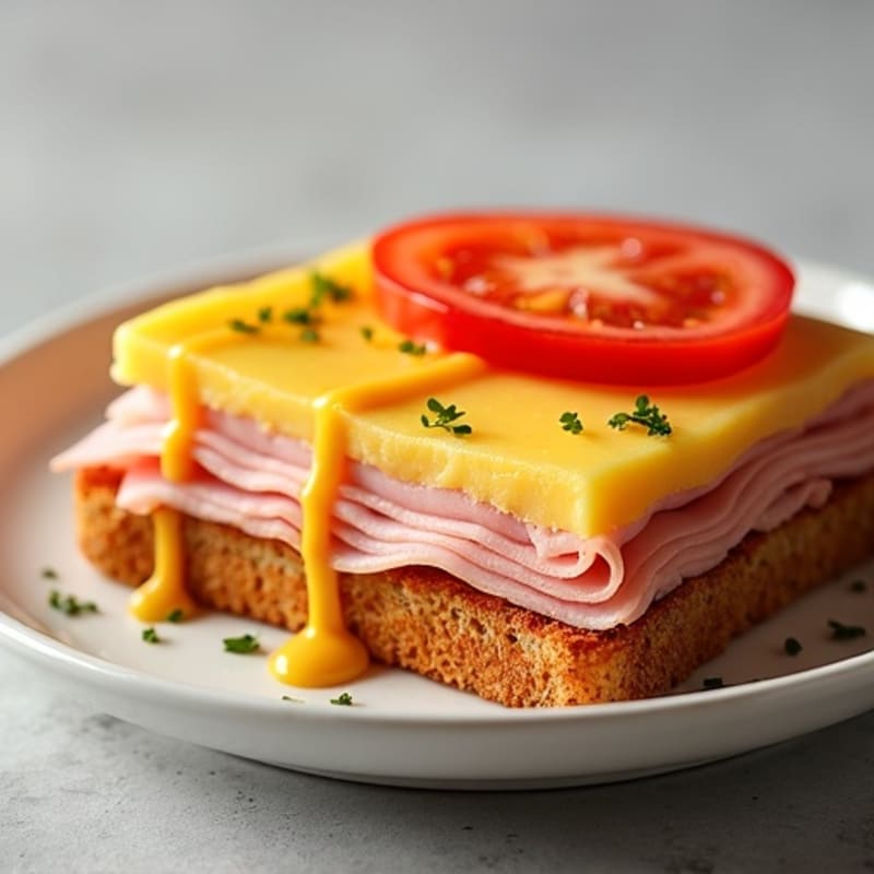 Open-Face Lean Ham and Swiss Melt with Honey Mustard
