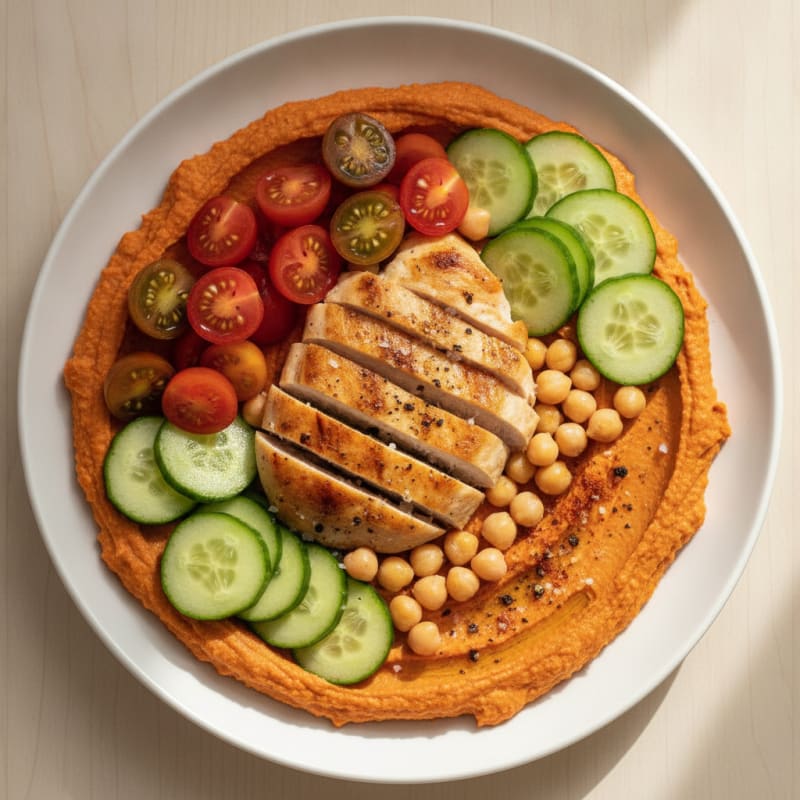 Roasted Red Pepper Hummus Power Bowl