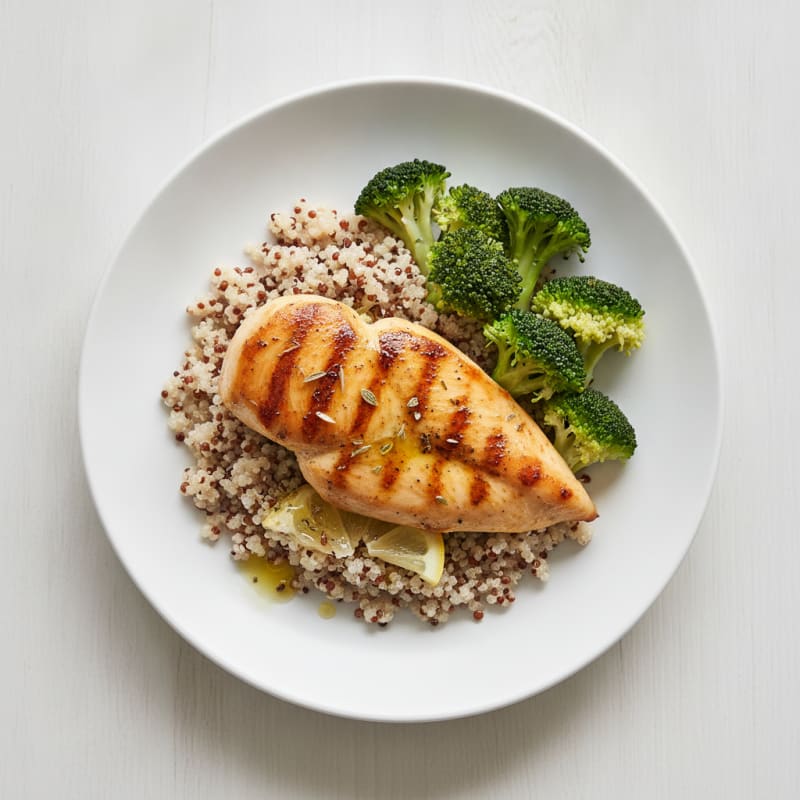 Grilled Chicken Breast with Quinoa and Steamed Broccoli