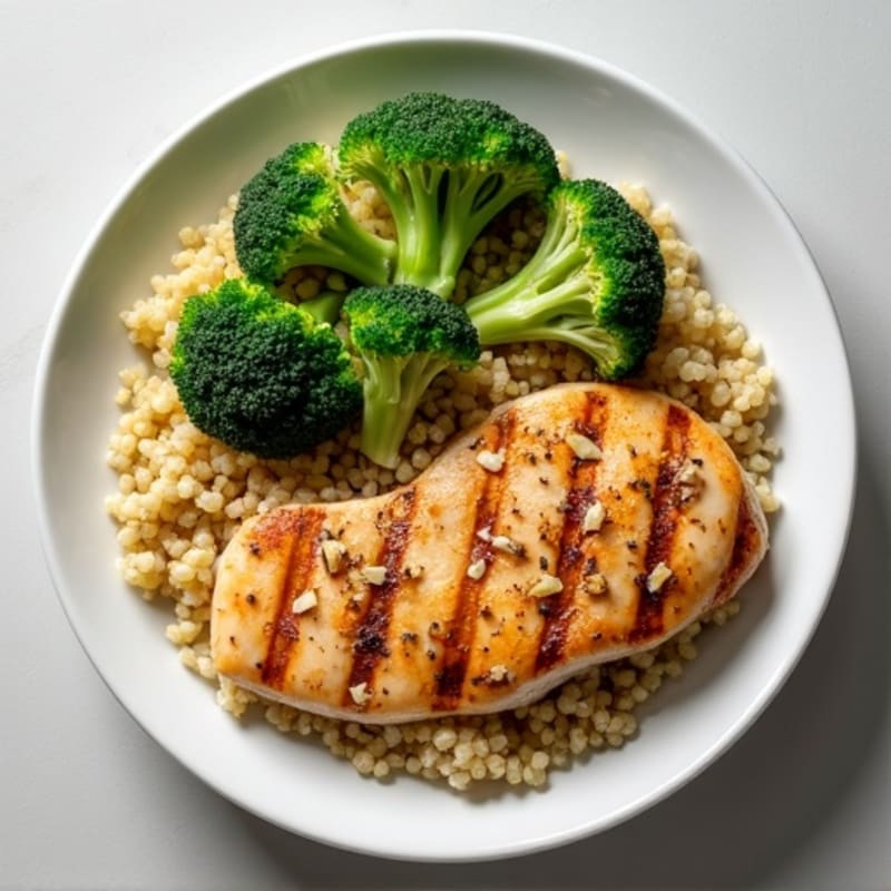 Grilled Chicken Breast with Quinoa and Steamed Broccoli