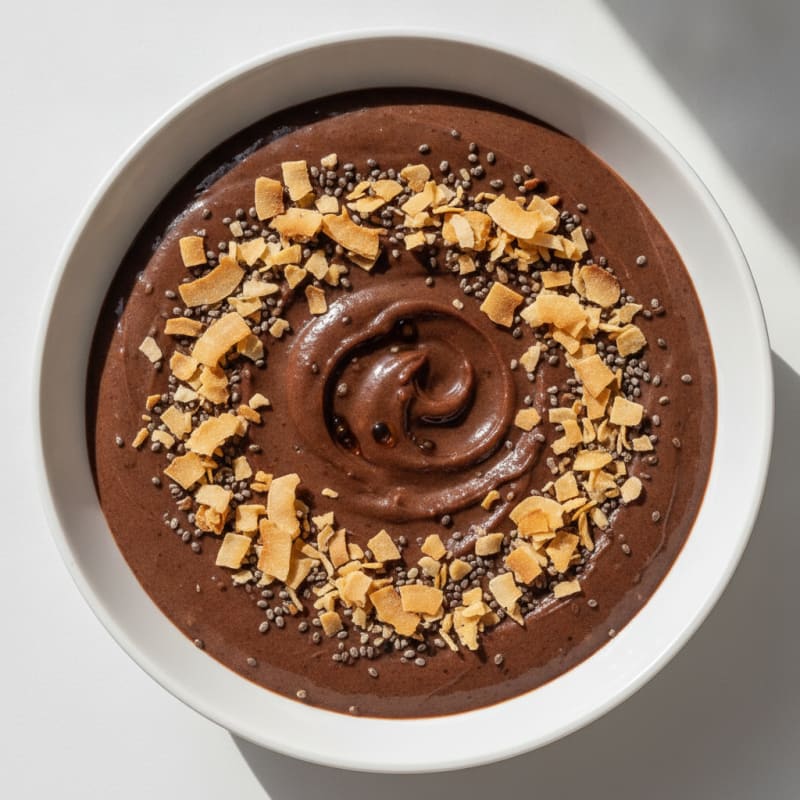 Chocolate Protein Pudding with Toasted Coconut