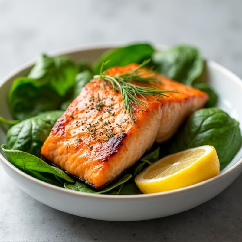 Lemon Herb Grilled Salmon with Spinach Salad