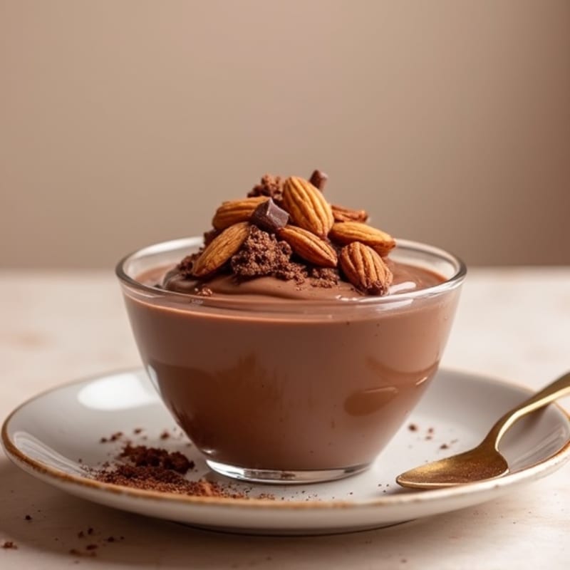 Silky Chocolate Protein Pudding with Toasted Almonds