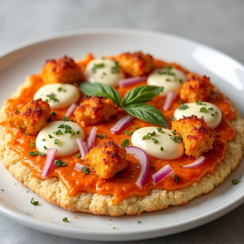 Crispy Cauliflower Crust Buffalo Chicken Pizza