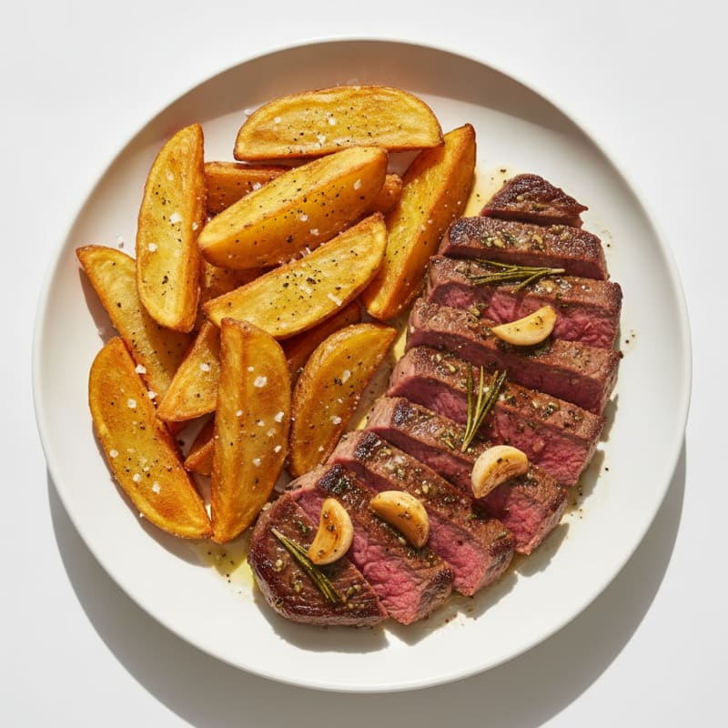 Garlic Herb Sirloin Steak with Oven Fries