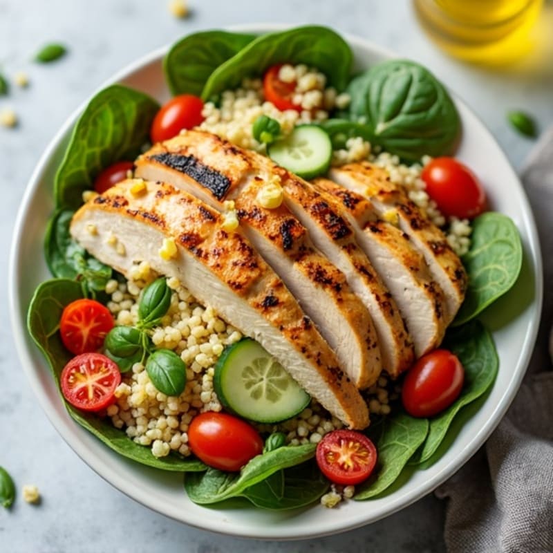 Grilled Chicken Salad with Quinoa and Spinach