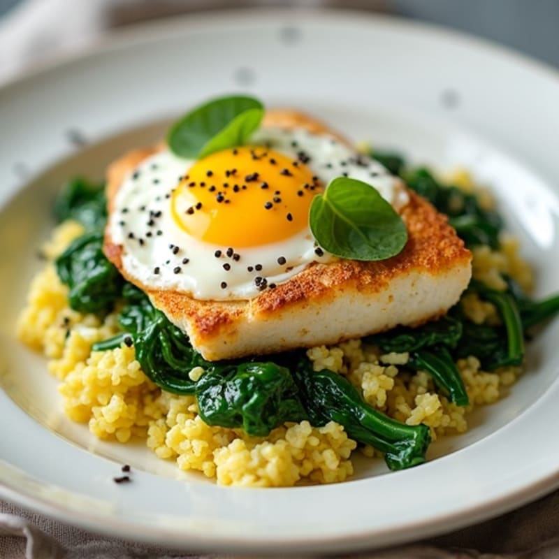 Egg White and Spinach Scramble with Grilled Cod