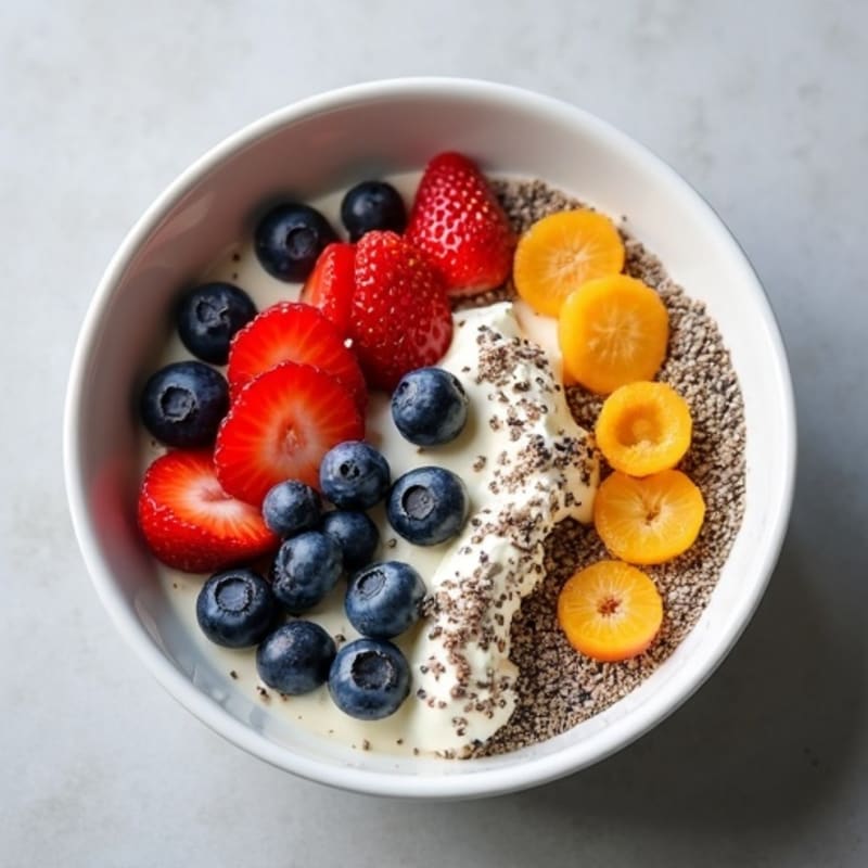 Cottage Cheese and Berry Protein Bowl with Chia Seeds