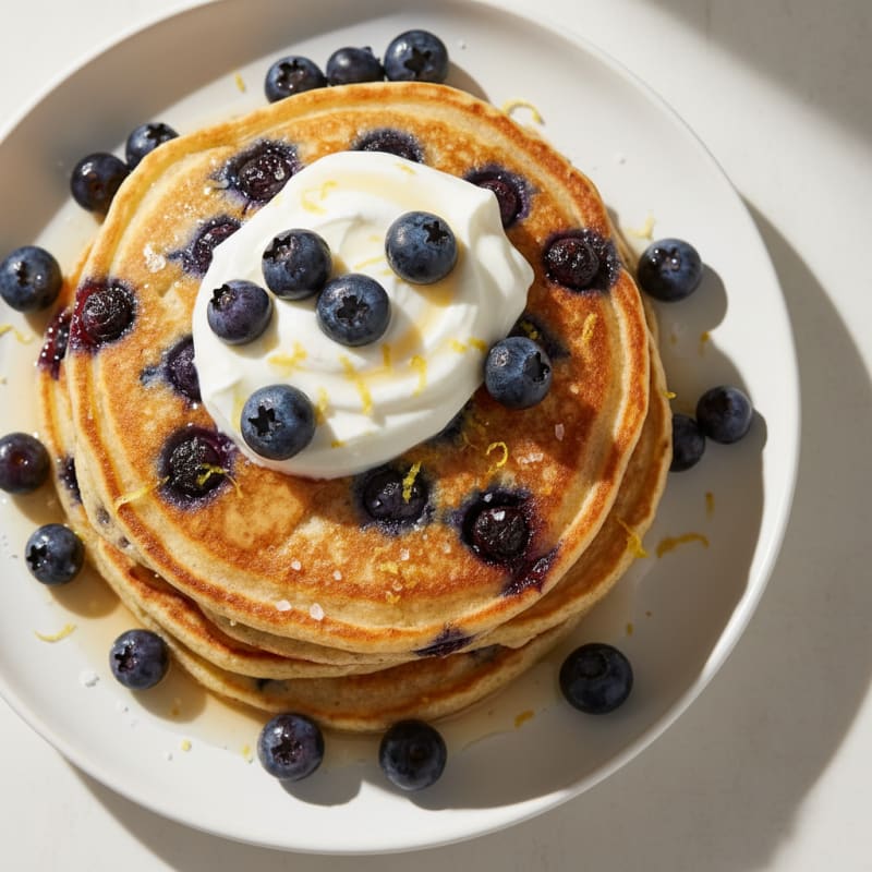 Blueberry Ricotta Pancakes with Lemon Zest