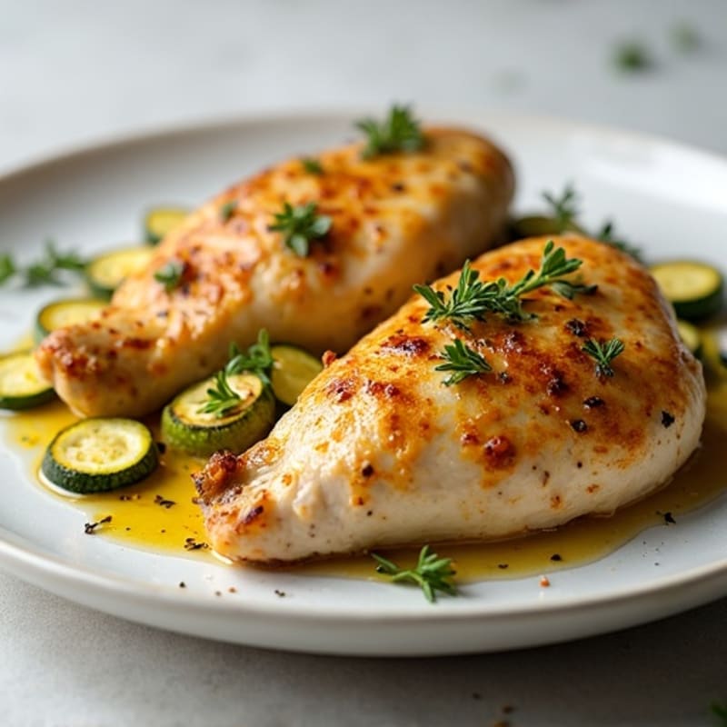 Garlic Herb Roasted Chicken with Crispy Garlic Parmesan Zucchini Fries