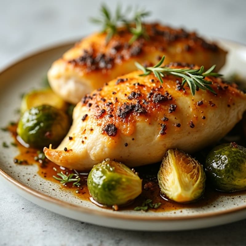Lemon Herb Roasted Chicken with Crispy Brussels Sprouts