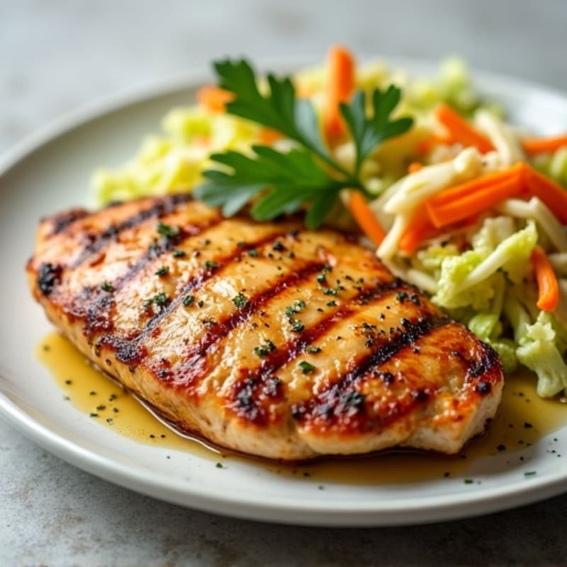 Grilled Chicken Breast with Crunchy Cabbage Slaw