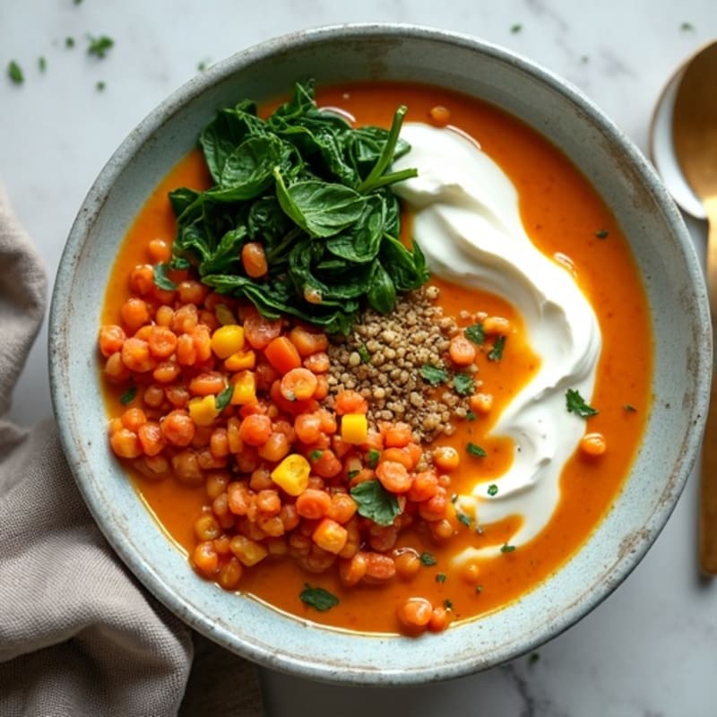 Creamy Red Lentil Curry with Fresh Spinach