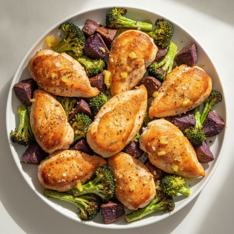 Sheet Pan Roasted Chicken and Purple Sweet Potatoes