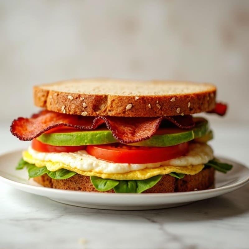 Whole Grain Crispy Bacon, Creamy Avocado, and Fresh Tomato Sandwich
