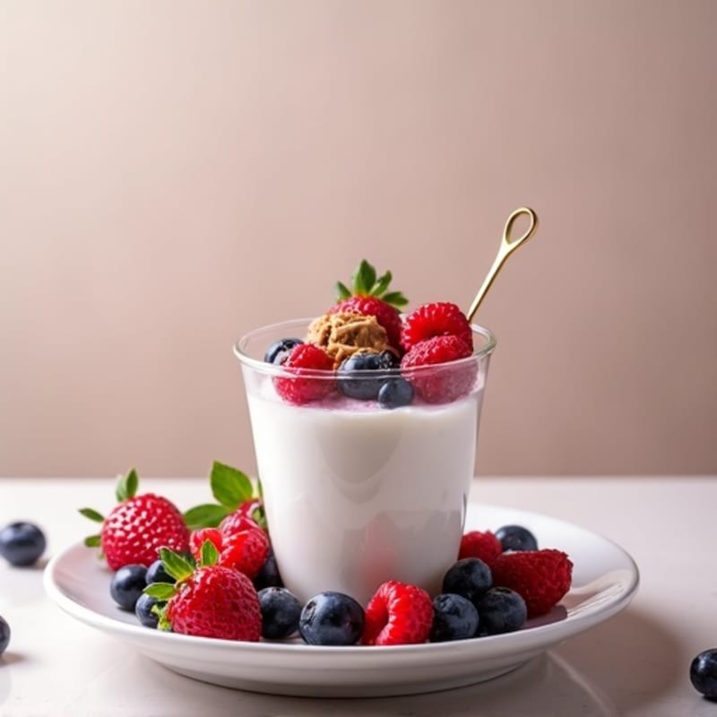 Greek Yogurt Protein Mousse with Mixed Berries